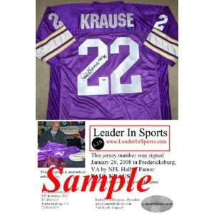Paul Krause Autographed Jersey   Minnesota Vikings