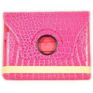 Pink iPad 2 Smart Cover Reptile Faux Crocodile Leather Case and 
