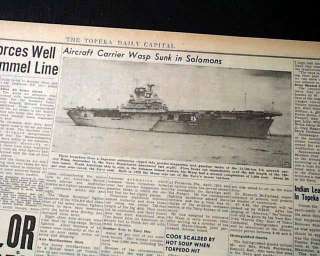USS WASP Aircraft Carrier Guadalcanal Sinks SOLOMONS 1942 World War II 