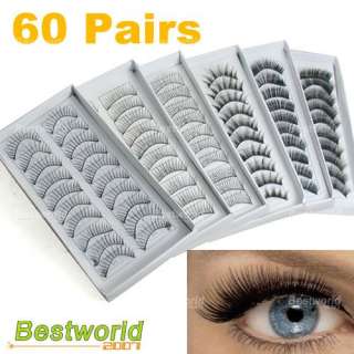 60 Pair 6 Style Long False Eyelashes Eyelash Eye Lashes  