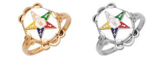 Ladies Silver Gold Masonic Freemason Eastern Star Ring  