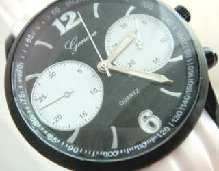 Mens Designer White Chronograph Silicone Jelly Large Face Geneva Watch