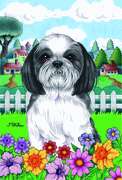 NEW small Garden size Spring time Flag for Shih Tzu dog lover 12x18 