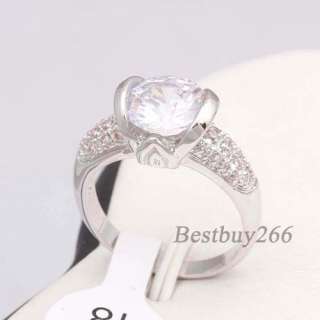   Crystal White Gold Plated Engagement Ring Womens Ring Size 6 7 8 9