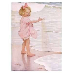  Young Girl in the Ocean Surf Giclee Poster Print by Jessie 