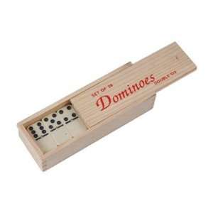  Jumbo Dominoes Wooden Box Double 6 Set 28 Ivory with Black 