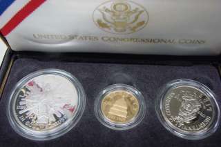 1989 US Congressional Three Coin Proof Set Gold Silver  