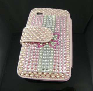   Bling Crystal Flip Leather Cover Case for iPod touch 4 4G Pink  