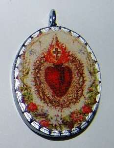 New Sacred Heart Jesus Catholic Art Image Pendant Charm Reliquary 