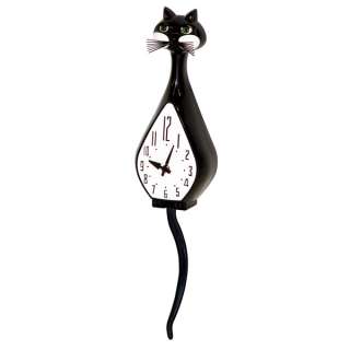 Simone Black Cat Animated Wall Clock  