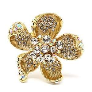    Beautiful Fashion Chunky Big Floral Stretch Ring Gold Jewelry