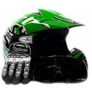   Motocross ATV Helmet Dirt Bike MX , Gloves and Goggles Green, Small