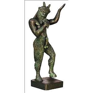  Pan Playing Lute Greek Statue, green bronze finish   G 