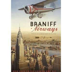  Huge Vintage Braniff Airways Manhattan New York Travel Art 