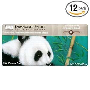Endangered Species Panda Bar, Dark and White Chocolate, 3 Ounce Bars 