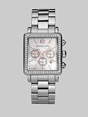    Crystal Chronograph Rectangular Bracelet Watch 