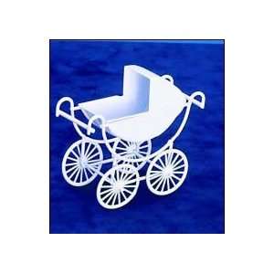  Dollhouse Miniature White Metal Baby Carriage Everything 