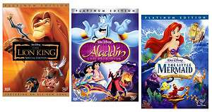 THE LION KING, ALADDIN, THE LITTLE MERMAID   DVD SET  