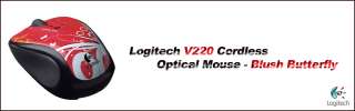 NEW Logitech V220 Cordless Mouse   Blush Butterfly  