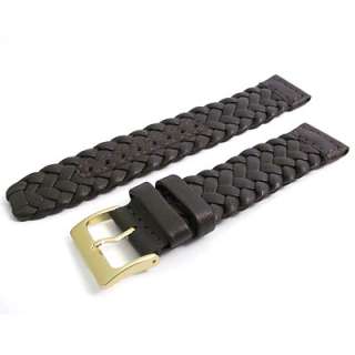 Apollo Leather Watch Strap Band 20mm Plaited Brown  