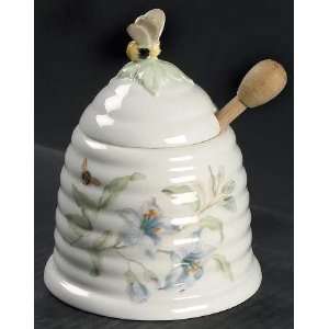Lenox China Butterfly Meadow Honey Pot with Lid, Fine China Dinnerware