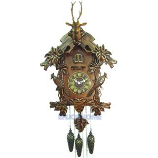 New Large Hand Carved Quartz Hunter Wooden Cuckoo Clock  