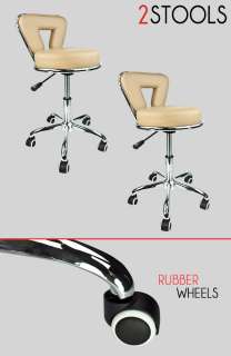 Salon Stool w/ Back Clinic Doctor Dentist Spa Equipment Chair Beige 