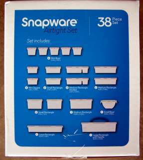 New 38 Piece Snapware Airtight Food Storage Containers  