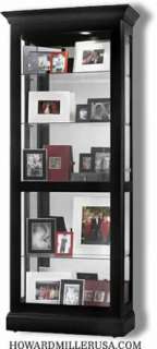 Howard Miller Black satin curio display cabinet glass mirror  BERENDS 
