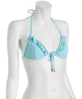 Vix Swimwear aqua ruffle Cacharel front tie halter top   up 