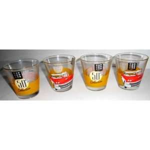   Italy 50s Collection with Car   Set of Four, 10 oz. Glasses Kitchen