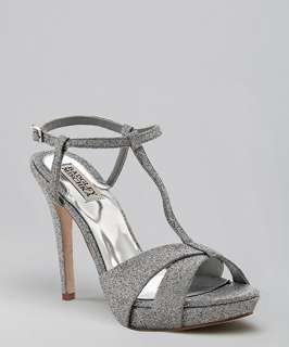 Badgley Mischka silver glitter Indigo III platform sandals
