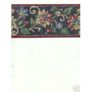  Vintage Jacobean Flowers & Scrolls Wallpaper Border