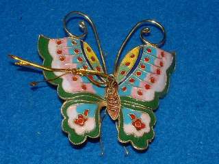 CHINESE CLOISONNE BUTTERFLY CHRISTMAS ORNAMENT  