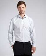 Canali light grey pinstripe cotton point collar dress shirt style 