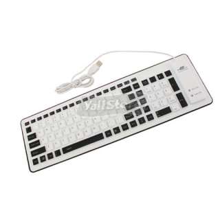 K103 Keys Soft Wired Keyboard Black with White For USB PC Laptop 