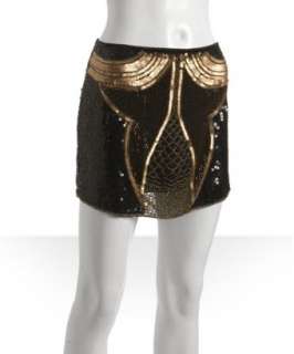 Gryphon gold sequin silk Glam Rock mini skirt   