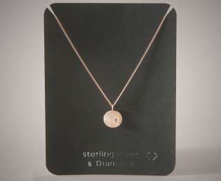 008CT DIAMOND Disc Necklace in 925 Sterling Silver with14k Rose Gold 