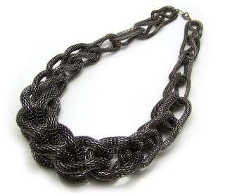  Style Heavy Black 19pcs Link Knot Snake Chain Sweater Necklace  