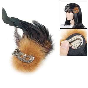   Faux Fur Detail Party Mask Safety Pin Brooch for Ladies: Jewelry