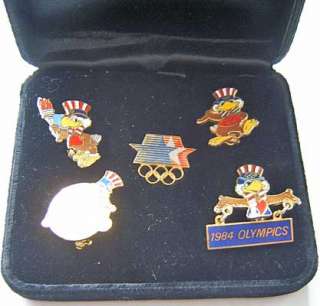 USA set 5 olympic pins Los Angeles Games 1984 mascot  