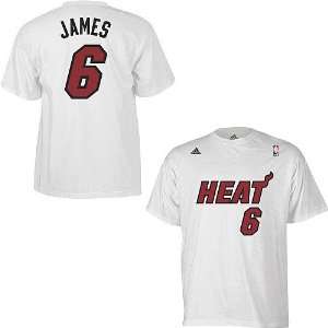  Miami Heat Lebron James White Adidas T Shirt Sports 