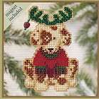 Reindog Dog Puppy Cross Stitch Glass Bead Kit Ornament Lapel Pin or 