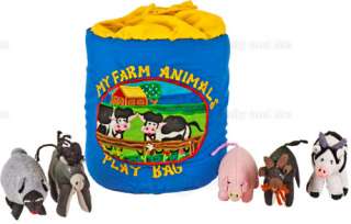 Farm Cloth Bag W/5 Farm Animals Childrens Toy Baby Gift  