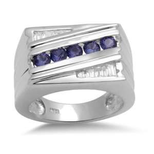   Silver Created Sapphire Cubic Zirconia Mens Ring, Size 11 Jewelry