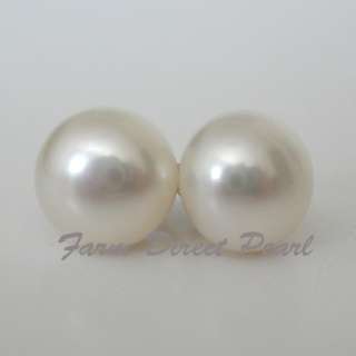 Genuine Cultured Freshwater 10mm White Pearl Stud Earrings Silver 