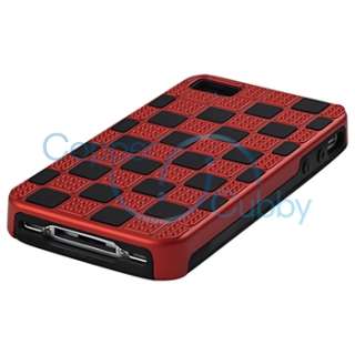   Checkered Clip On Case+Privacy Filter Protector For iPhone 4 4S  