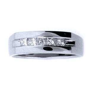 com Mens 5/8 Carat Princess Cut Diamond 14k White Gold Wedding Ring 