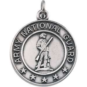 22.50 Mm Sterling Silver St. Michael Us National Guard Medal With 24 