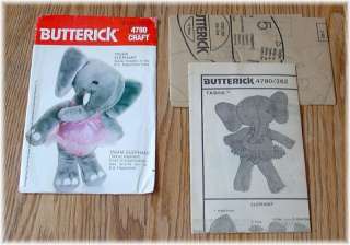 Vtg 20 Elephant Ballerina & Tutu Stuffed Toy Pattern  